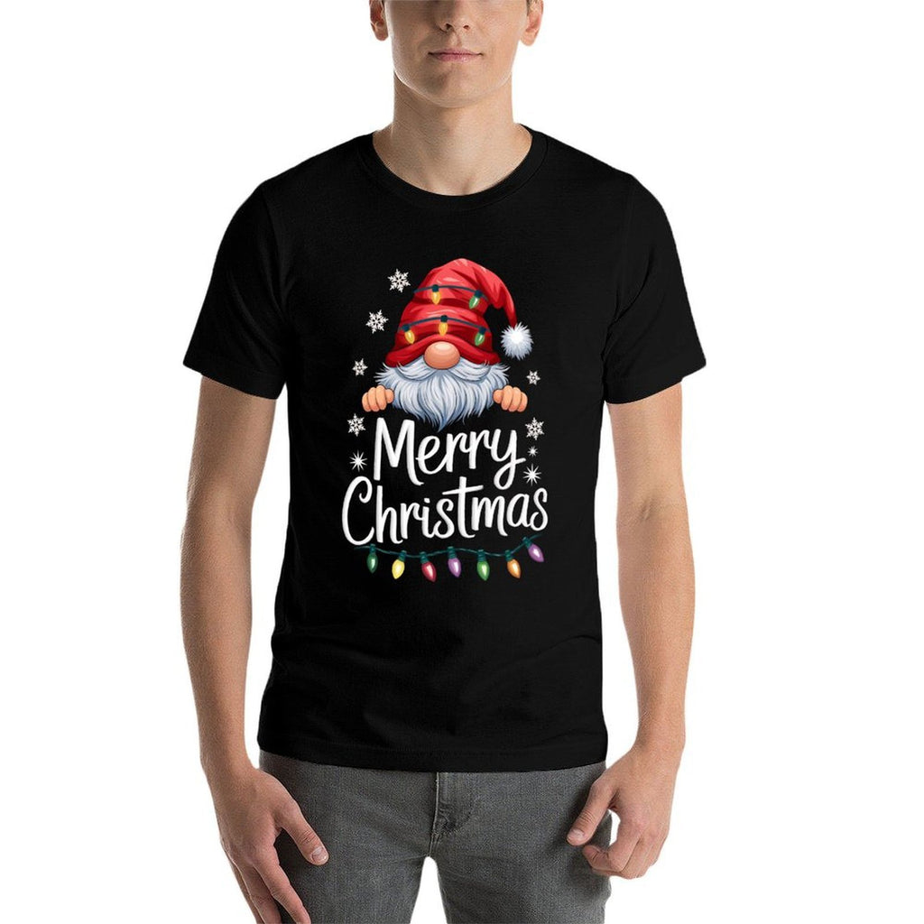 Merry Christmas Lights Red Santa Hat Xmas Family Men Women  Versatile T-Shirt