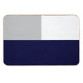 Tricolor Squares Navy Blue Silver Gray And White  Repositionable Bath Mat