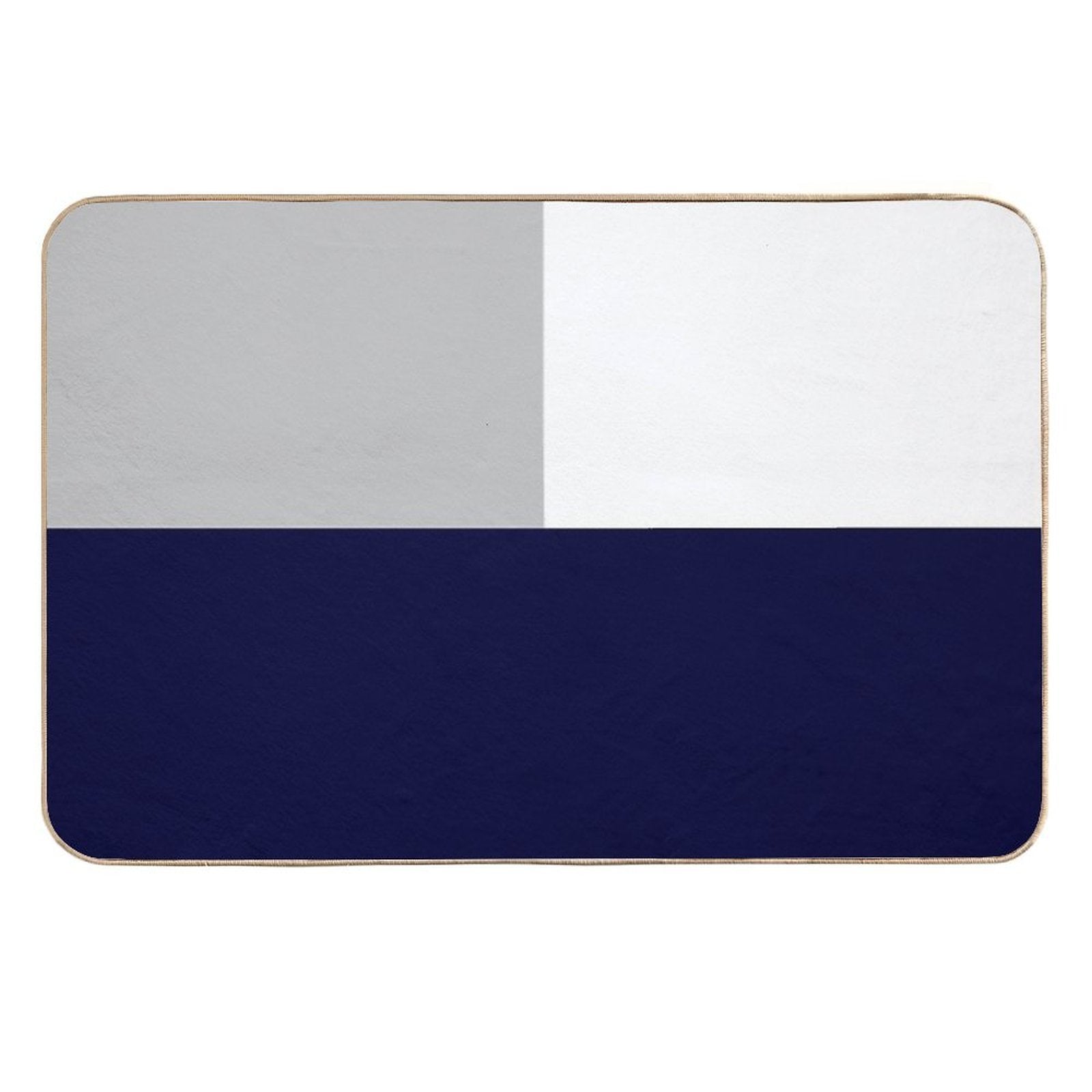 Tricolor Squares Navy Blue Silver Gray And White  Repositionable Bath Mat