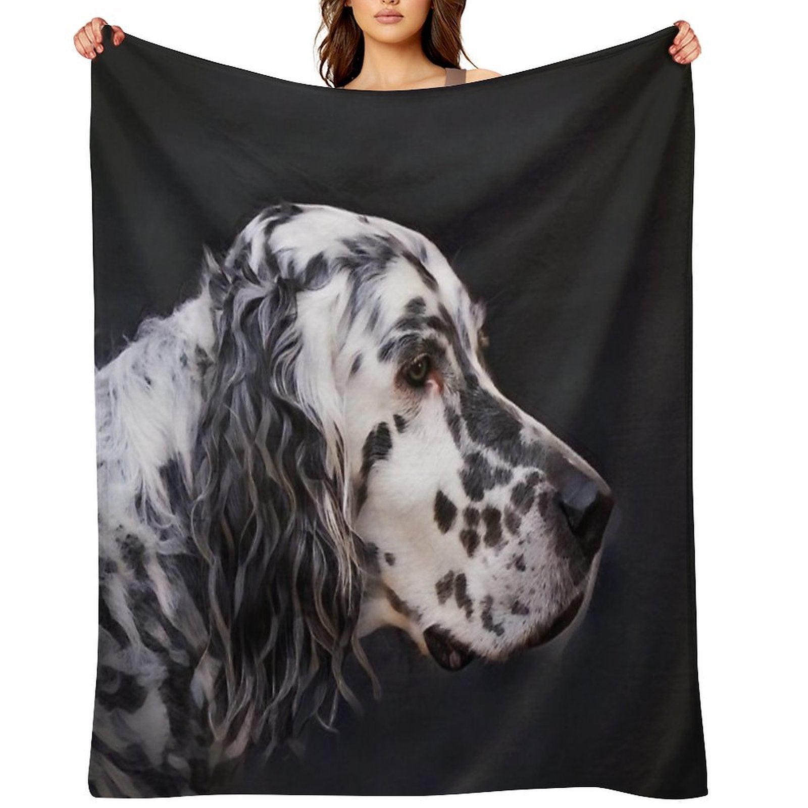 English Setter Dog With Hazel Eyes Premium Throw Blanket