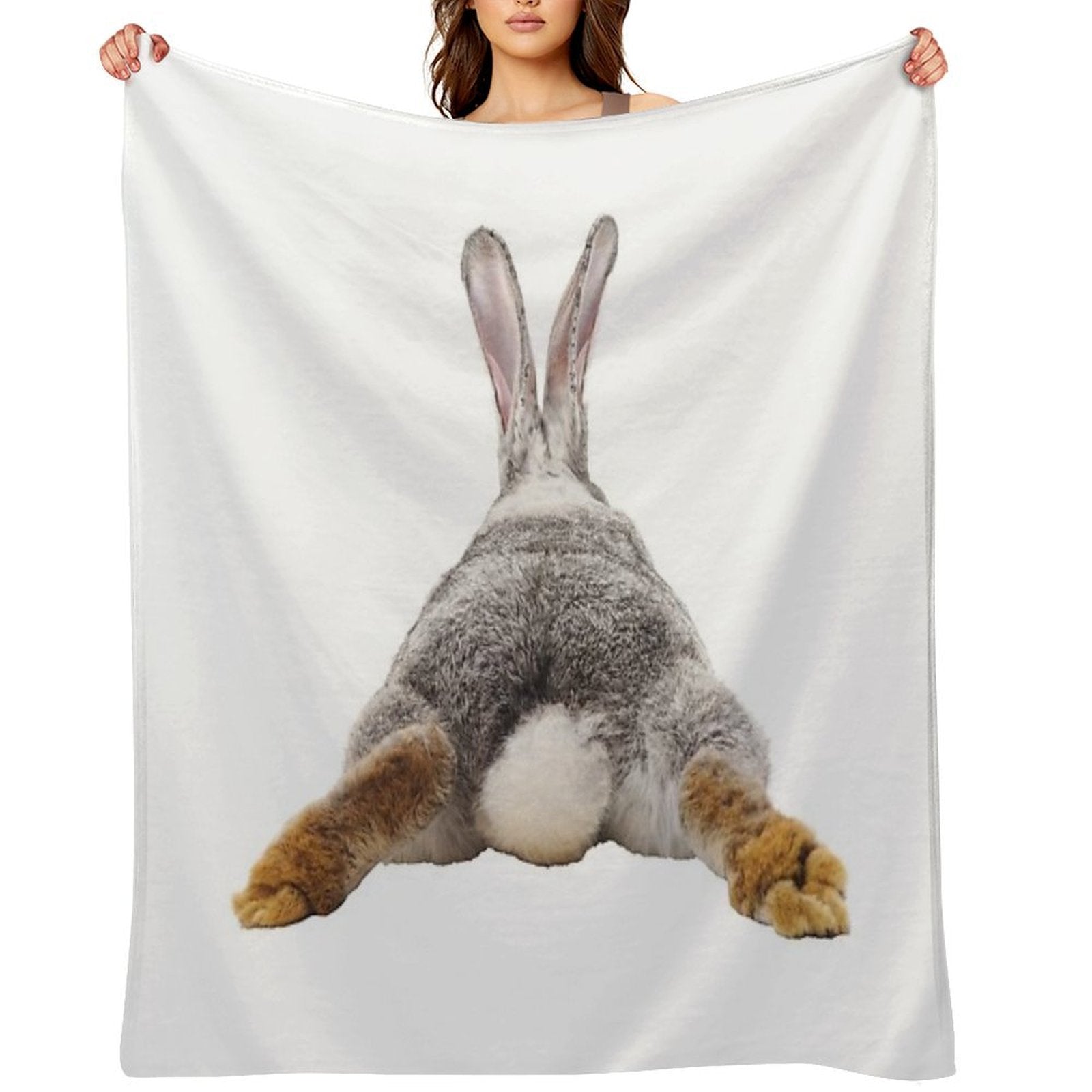 Cute Bunny Rabbit Tail Butt Image Picture Machine-washable Throw Blanket
