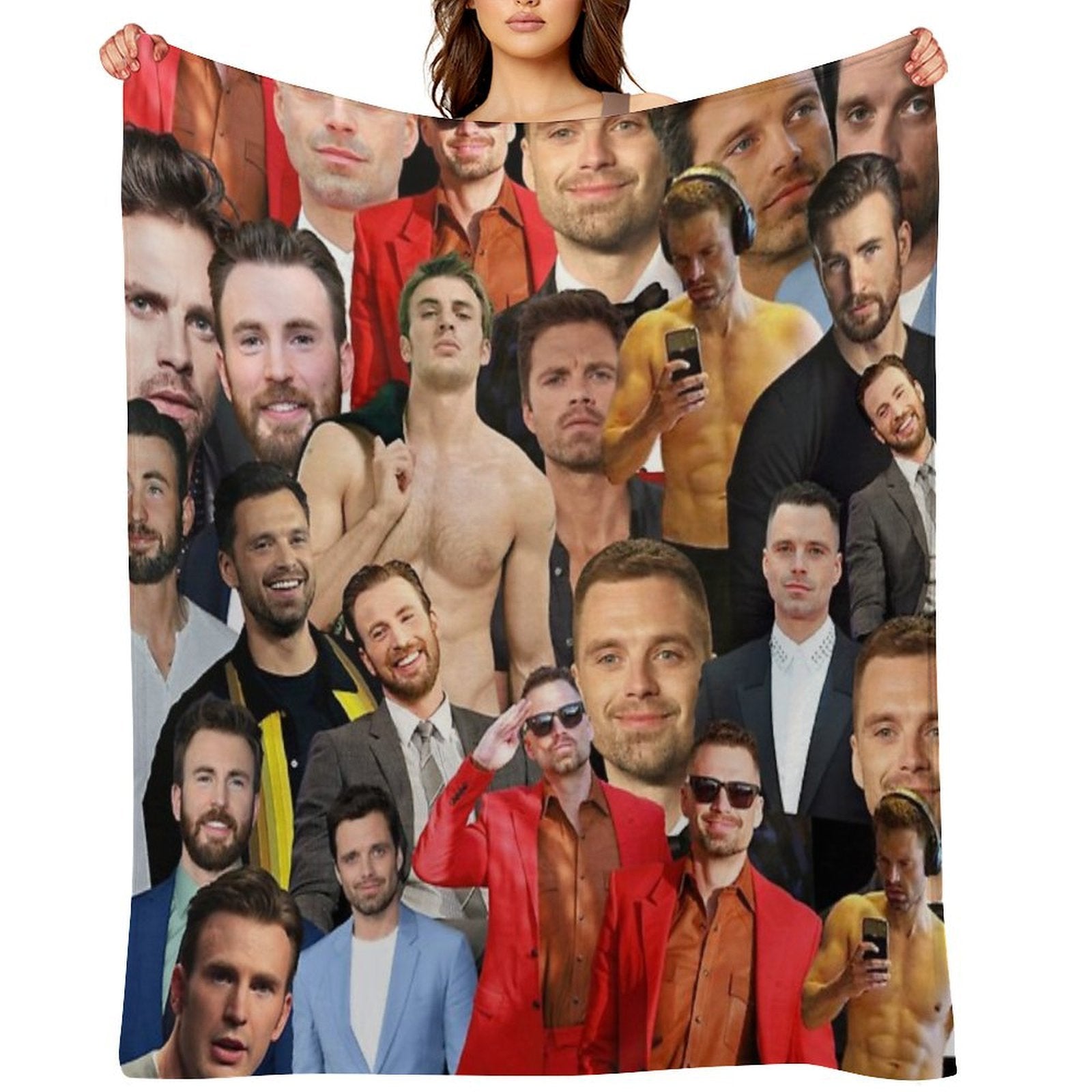 Chris Evans And Sebastian Stan Photo Collage Versatility Throw Blanket