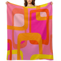 Iconic Mid Century Modern Pattern in Pink And Orange Plush Throw Blanket