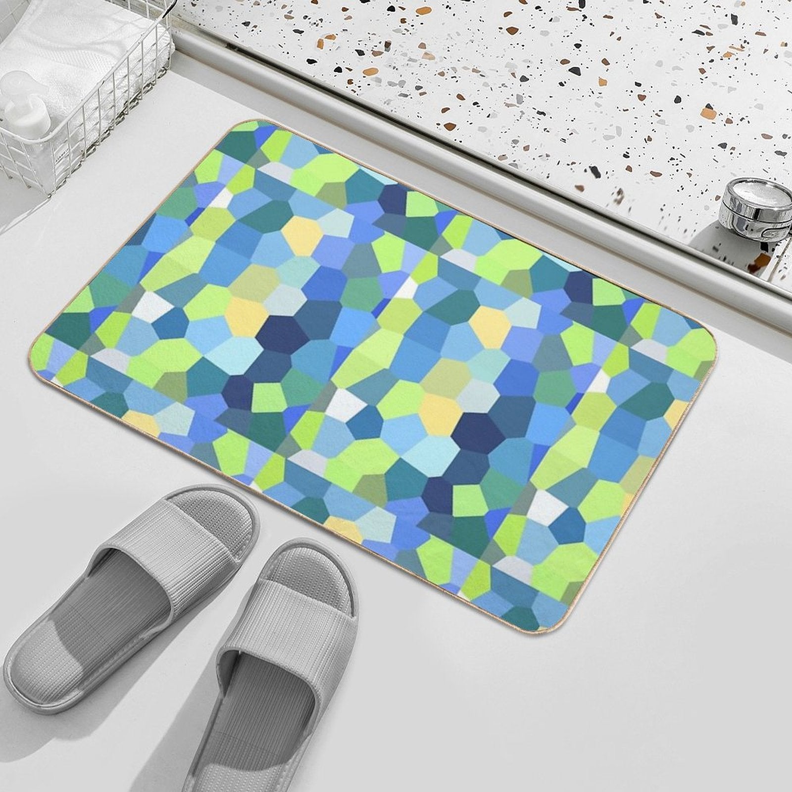Colorful Mosaic Decorative Artwork III  Fade-Resistant Bath Mat