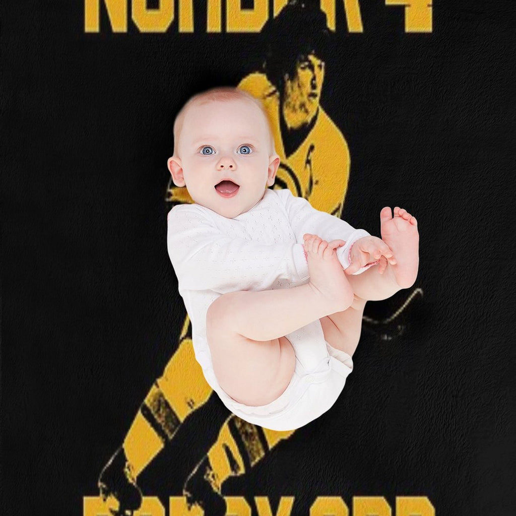 Bobby Orr Number 4 - The Yellow Stencil Machine-washable Throw Blanket
