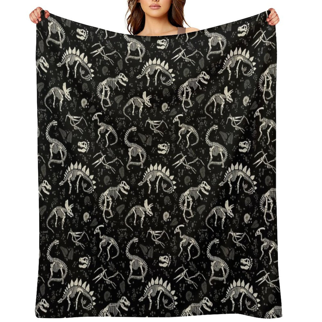 Excavated Dinosaur Fossils Machine-washable Throw Blanket