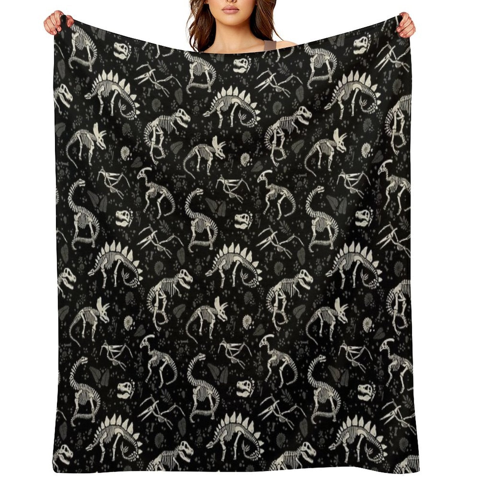 Excavated Dinosaur Fossils Machine-washable Throw Blanket