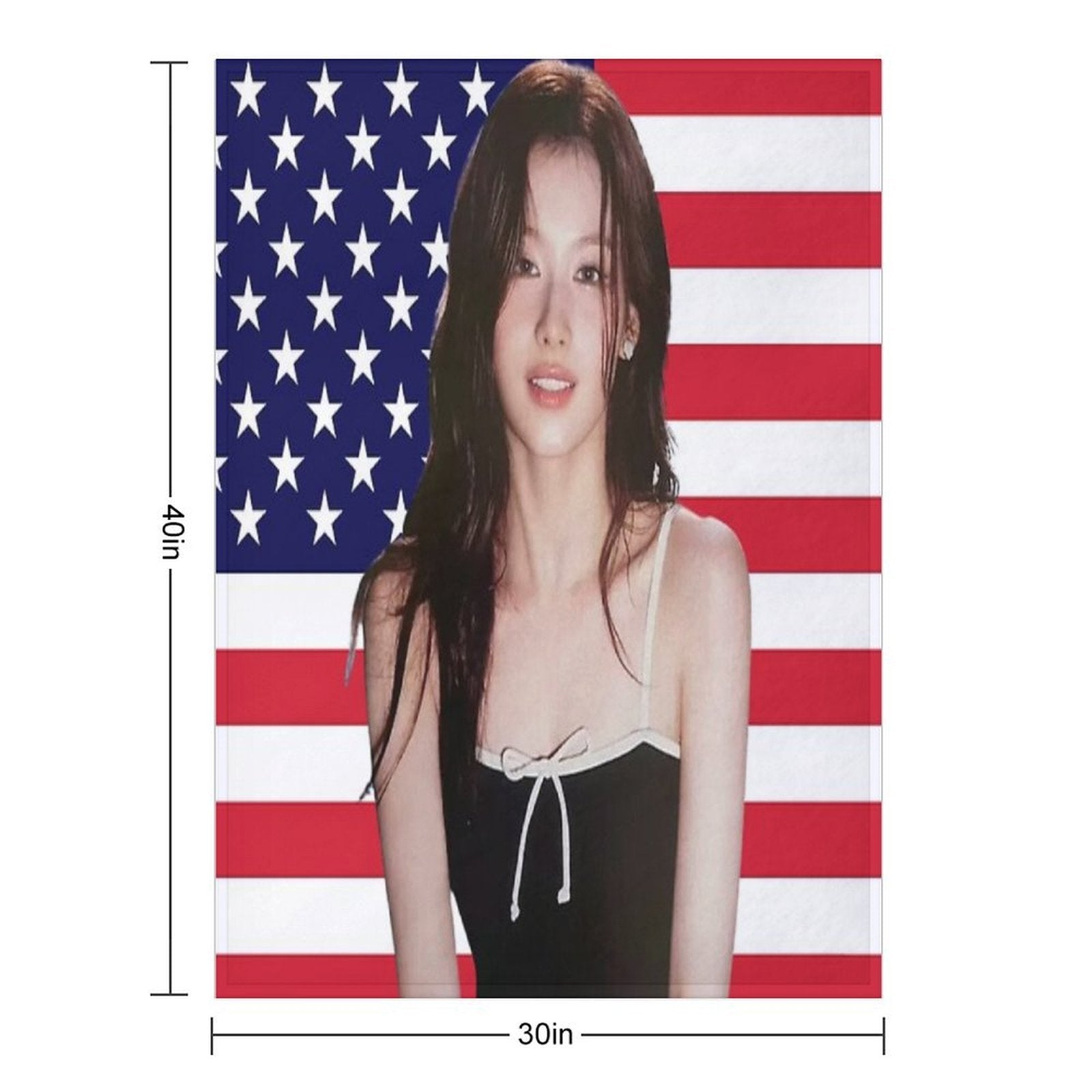 Kpop Sana Twice USA Flag Funny Kpop Easy Care Throw Blanket