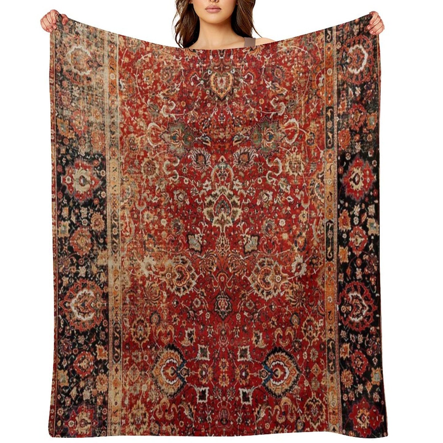 17th Century Afghanistan Rug Print Gift-ready Throw Blanket