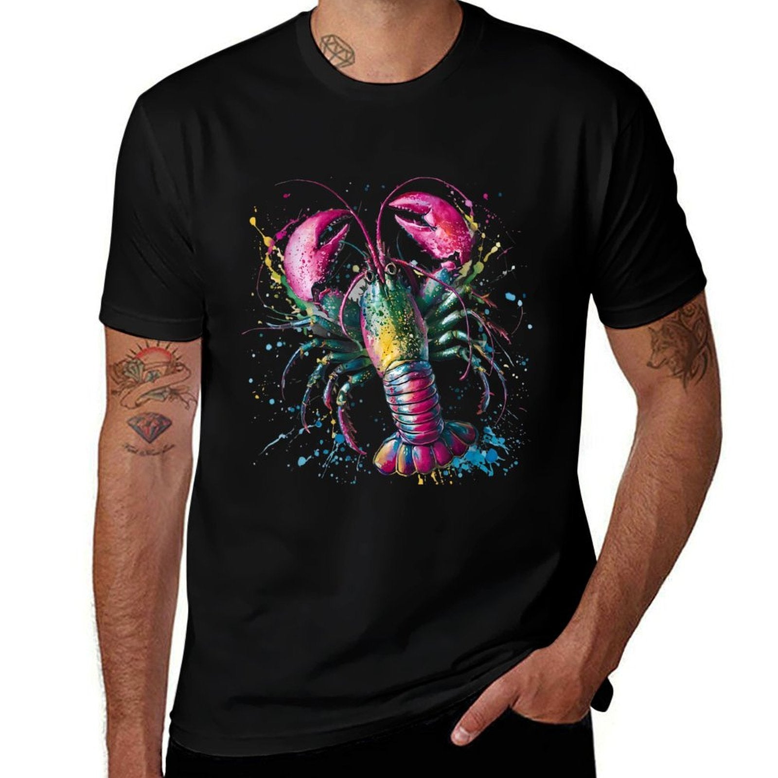 Lobster Men Woman Colorful Watercolor Lobster  Durable T-Shirt