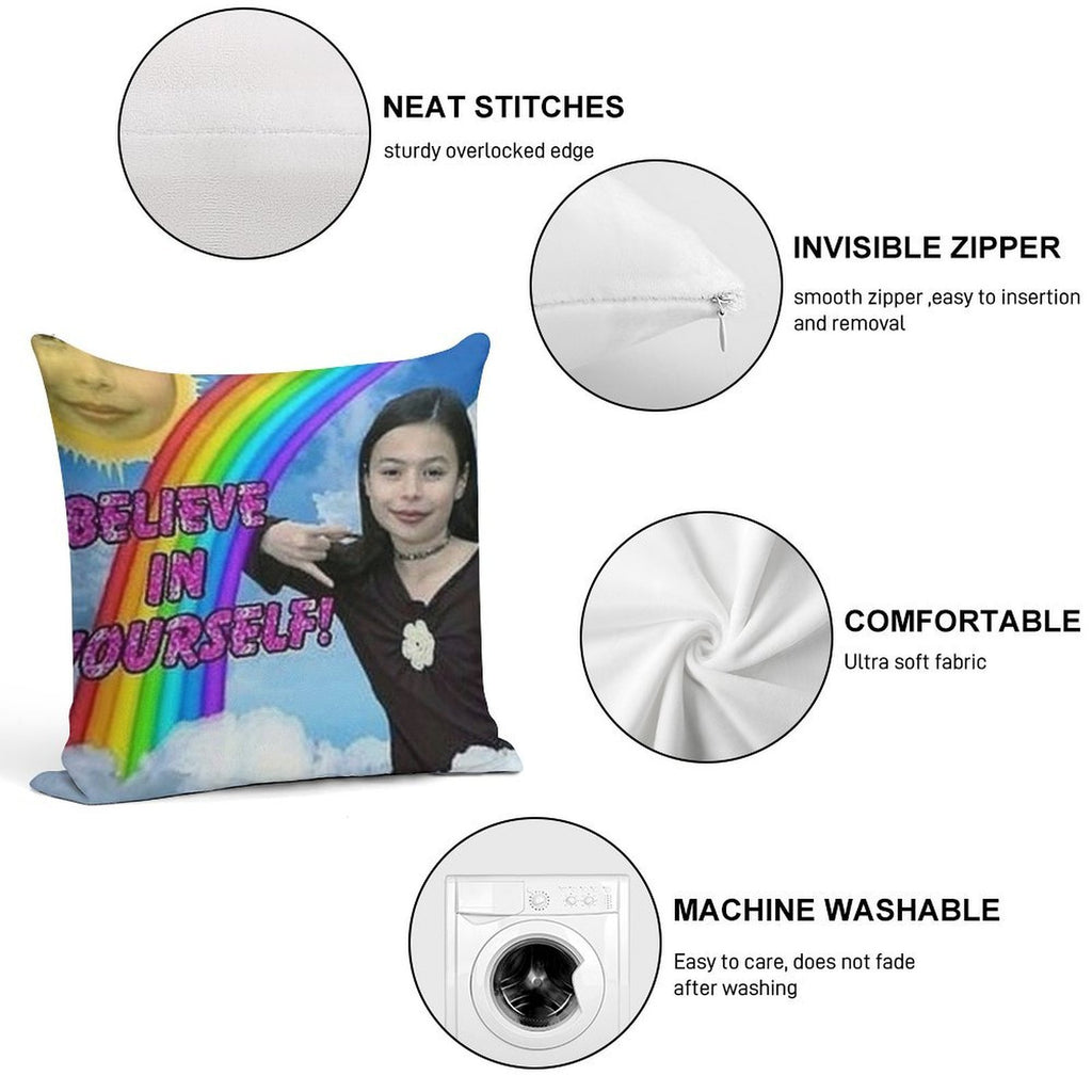 Believe in Uself! Soft Durable Construction Throw Pillow