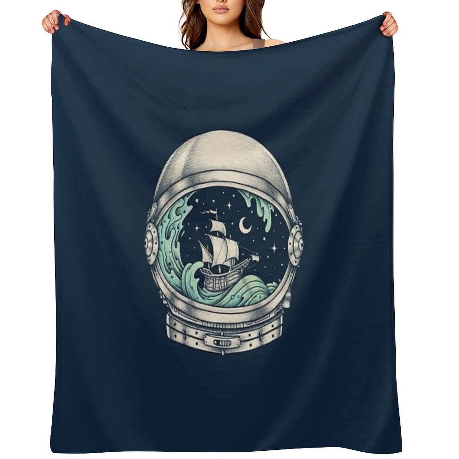 Spaceship Wrinkle-free Throw Blanket
