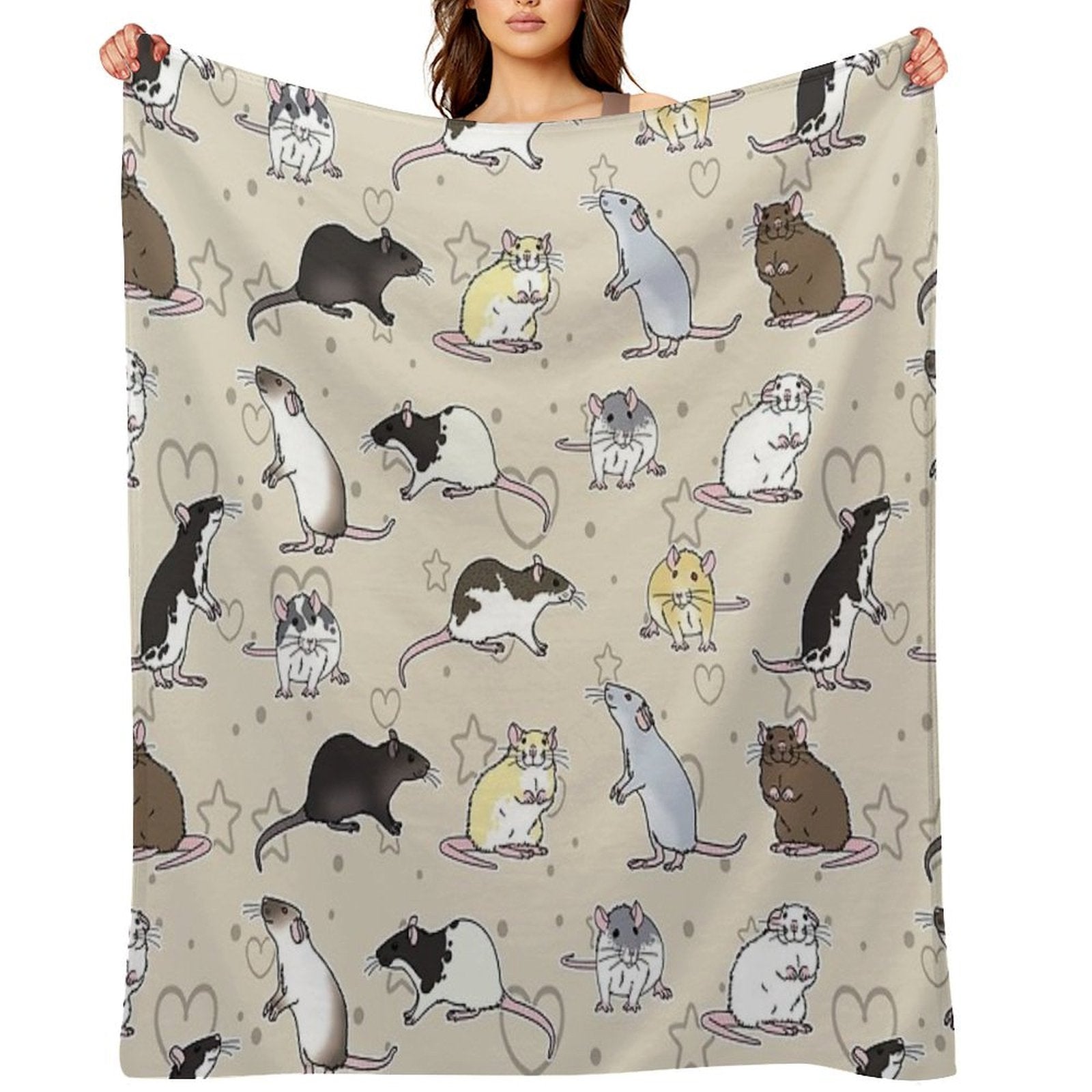 Fancy Rats Pattern Simple But Cute Gift-ready Throw Blanket