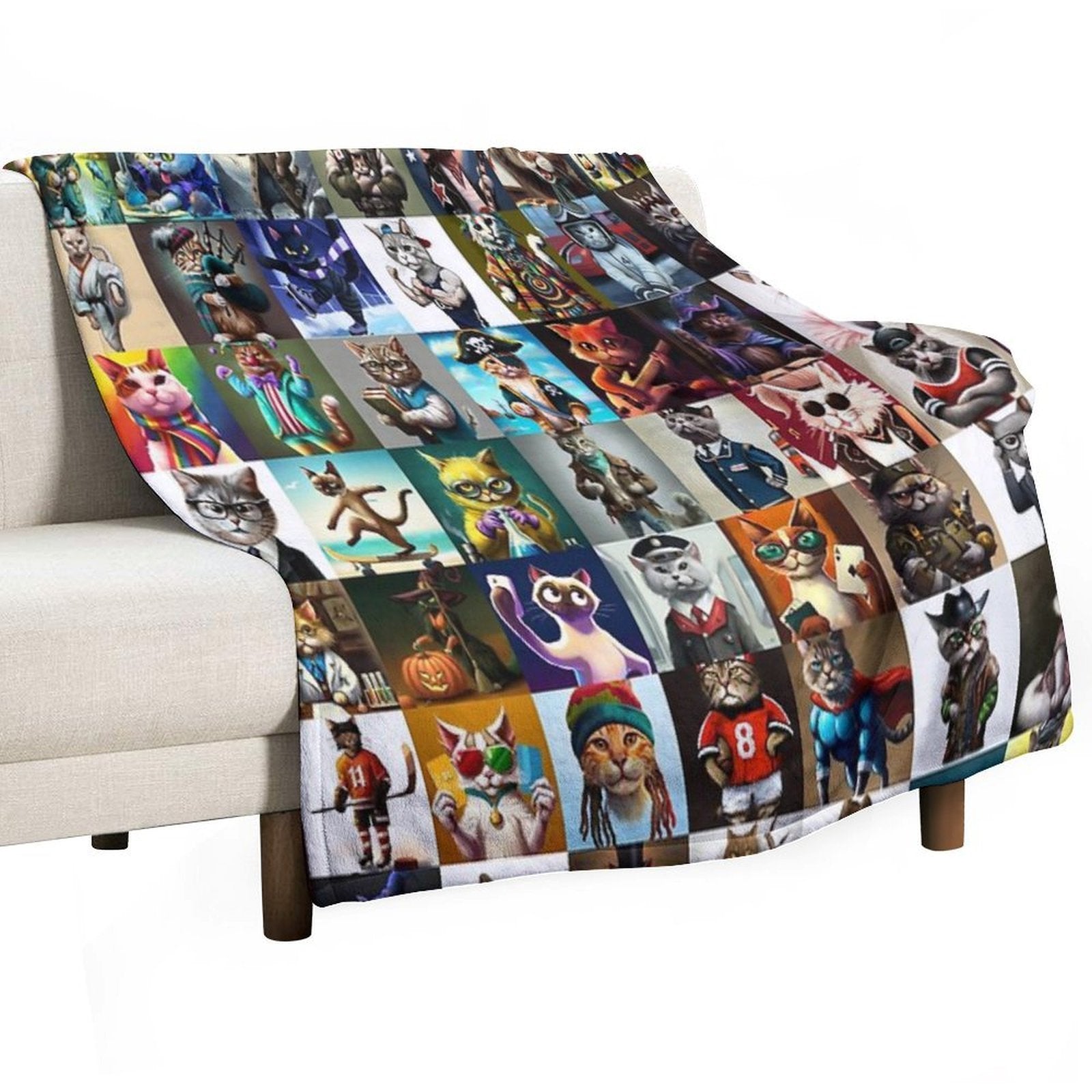 Cat Crazy Collection Puzzle Plush Throw Blanket