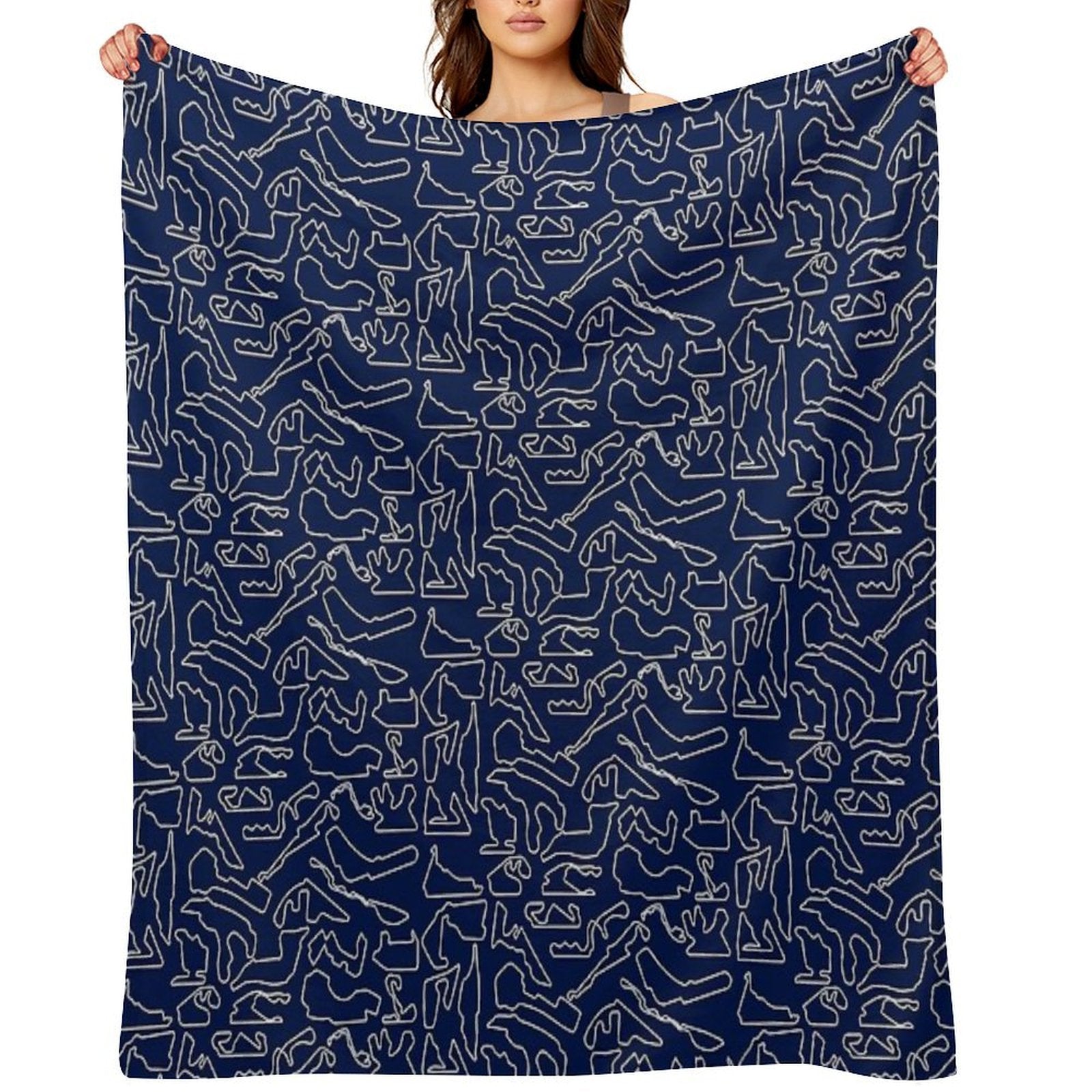 F1 Tracks 2023 (Dark Blue) Eco-conscious Throw Blanket
