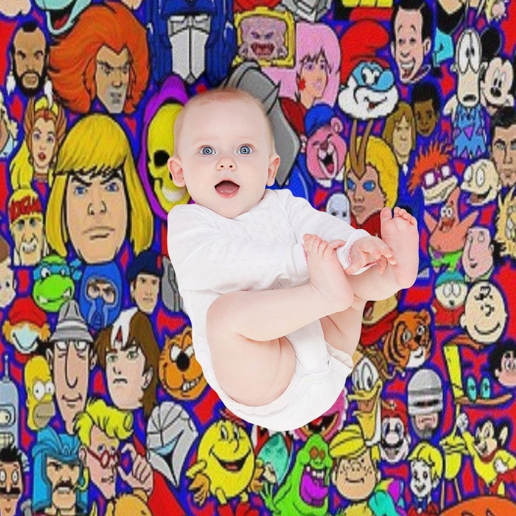 Saturday Morning Cartoon Collage Multi-functional Throw Blanket