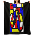 Mondrianesque Road Bike Plush Throw Blanket