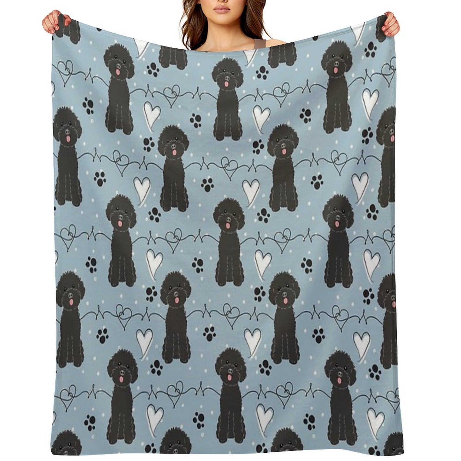 LOVE Black Toy Poodle Durable Throw Blanket