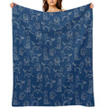Golden Retriever Pattern (Navy And White) Gift-ready Throw Blanket