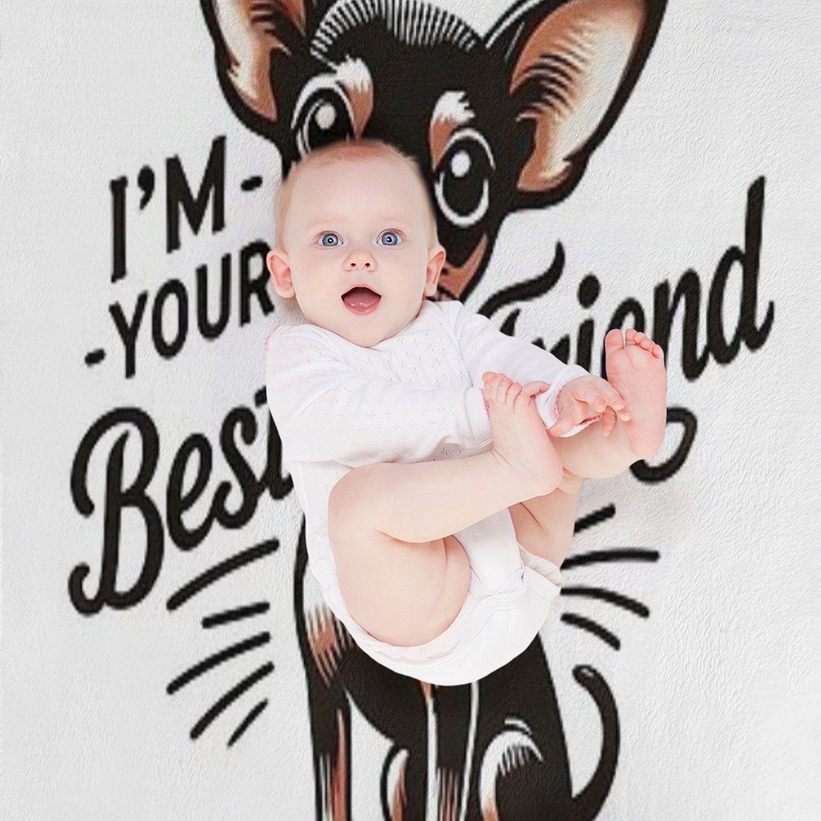 Anime Style Miniature Pinscher T-Shirt 'I'm Your Best Friend' Design Sustainable Throw Blanket