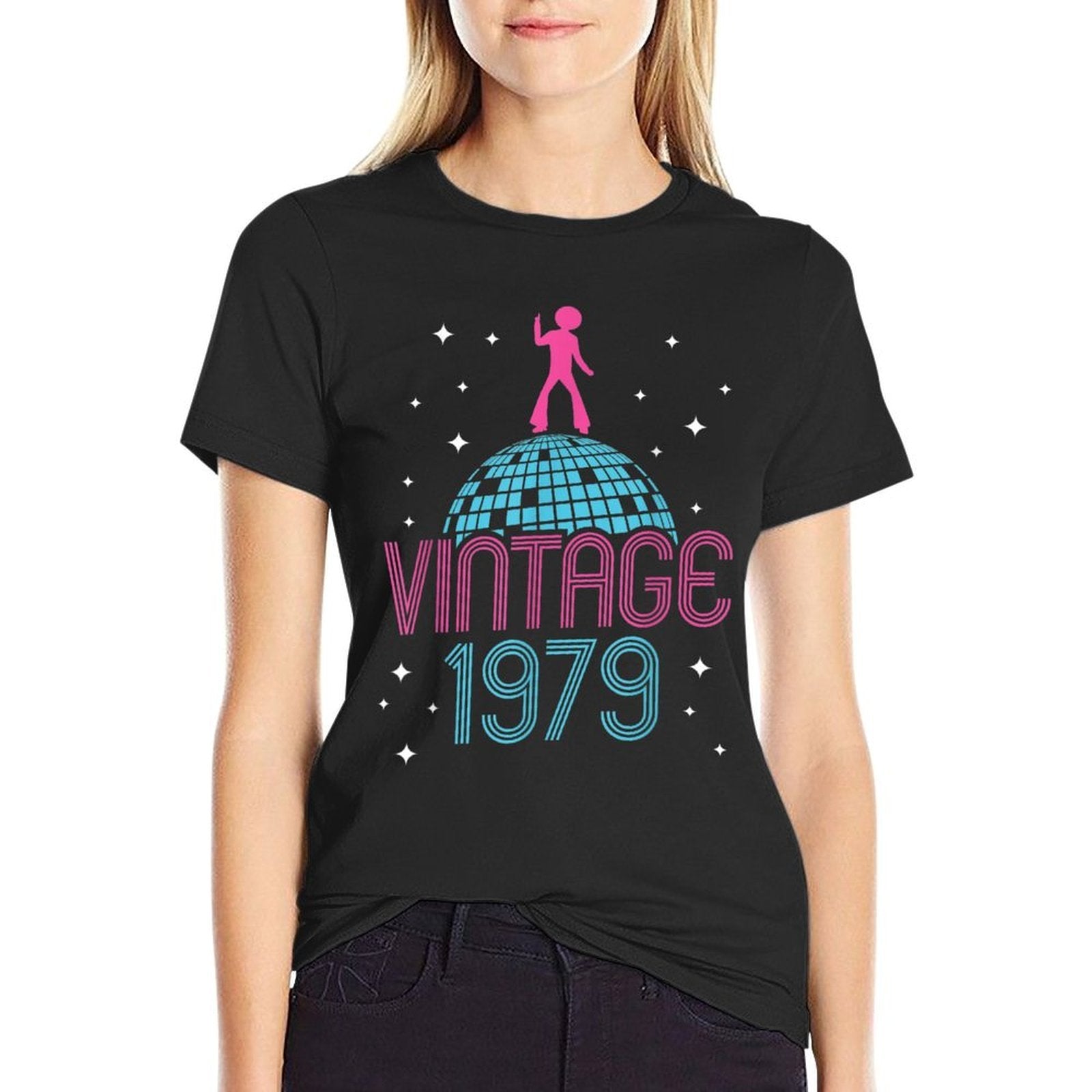 Vintage Style Dancing Retro Disco 1979 40th Birthday Gift  Easy-care T-Shirt