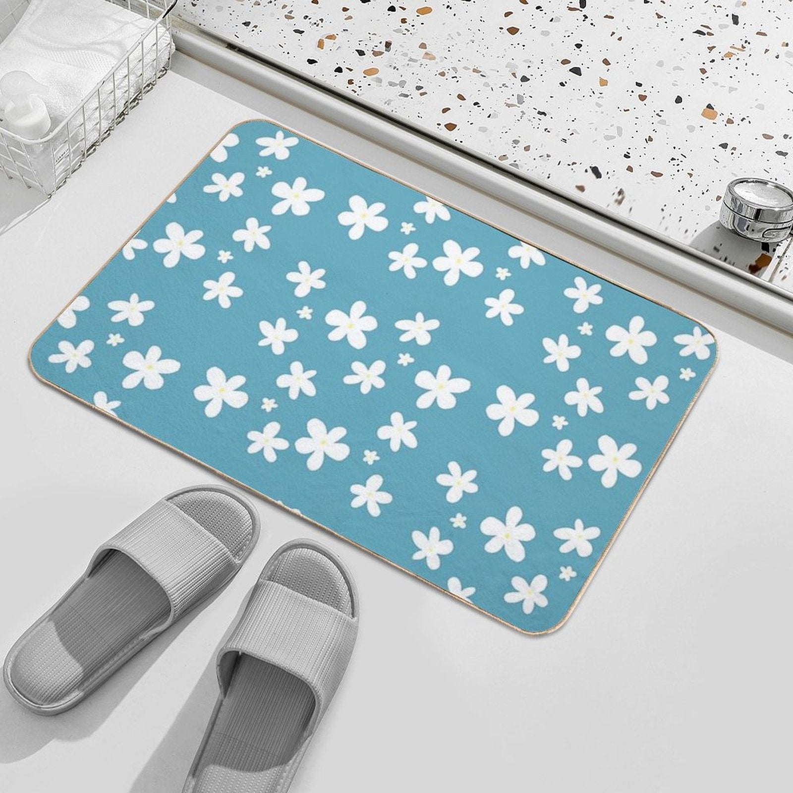Daisy Pattern  Fade-Resistant Bath Mat