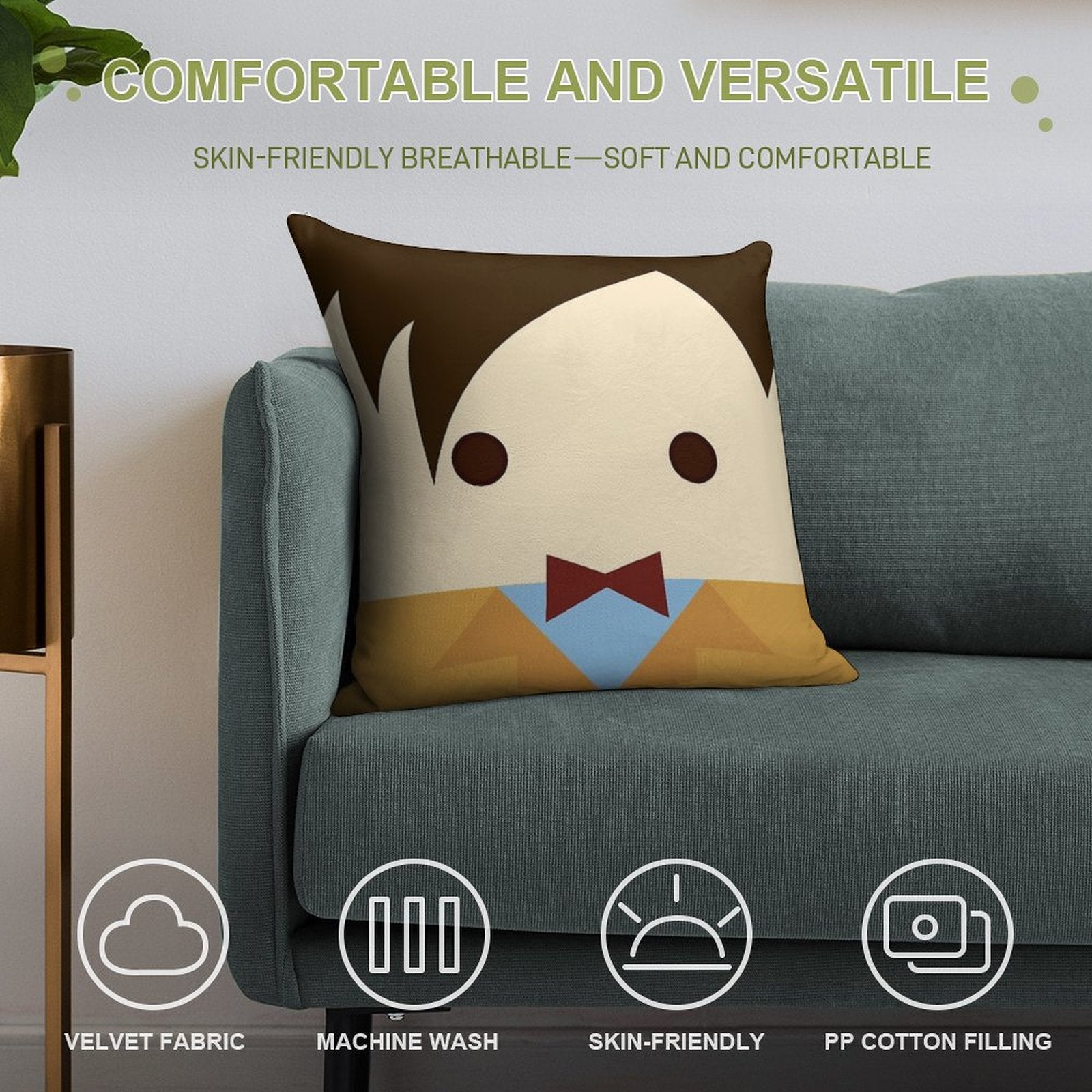 11th Doctor, Matt Smith Soft Durable Construction Throw Pillow