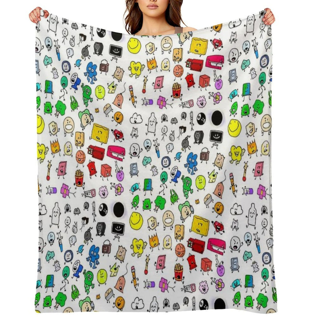 BFDI All Characters (Transparent) Wrinkle-free Throw Blanket