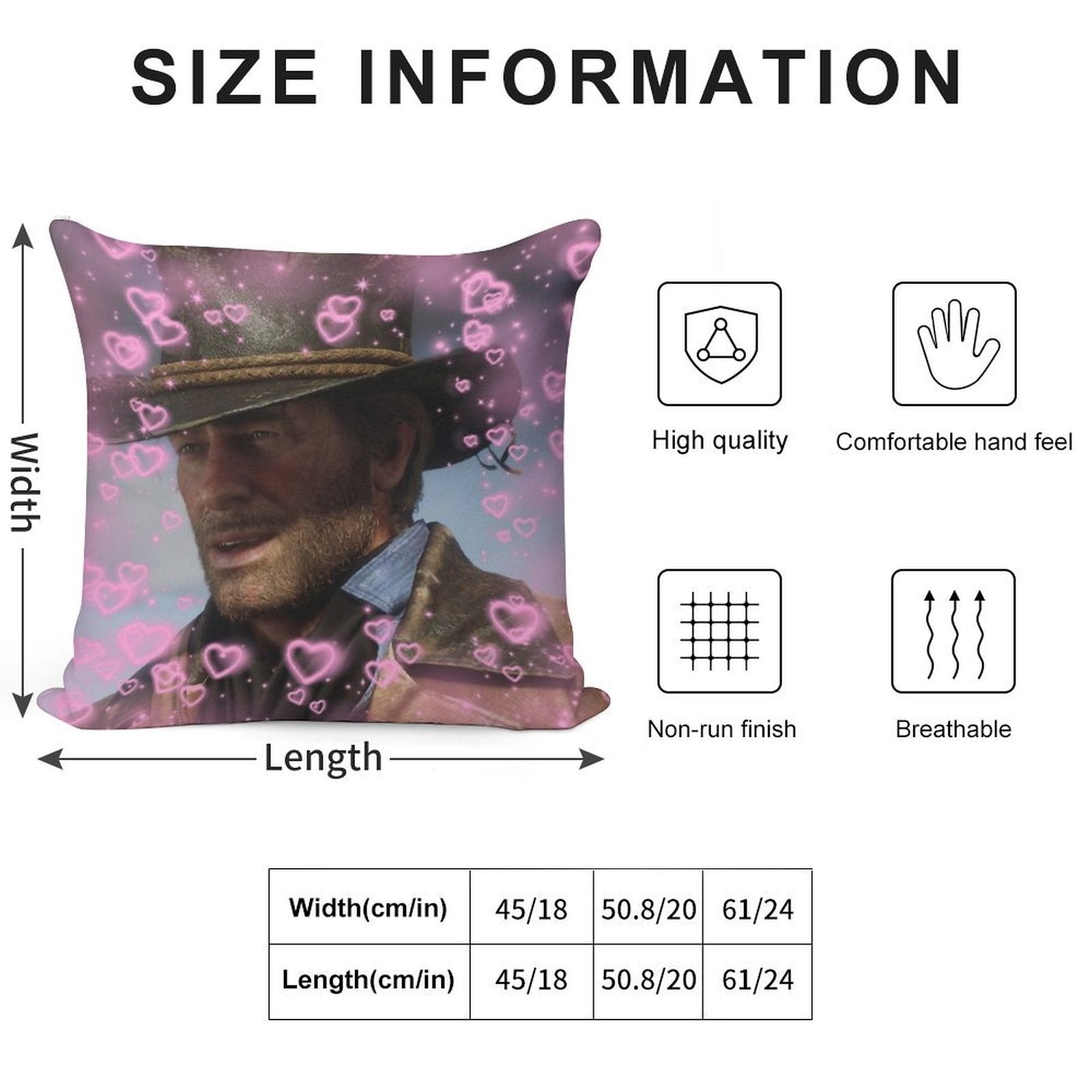 Arthur Morgan Hearts Soft Bedroom Essential Throw Pillow