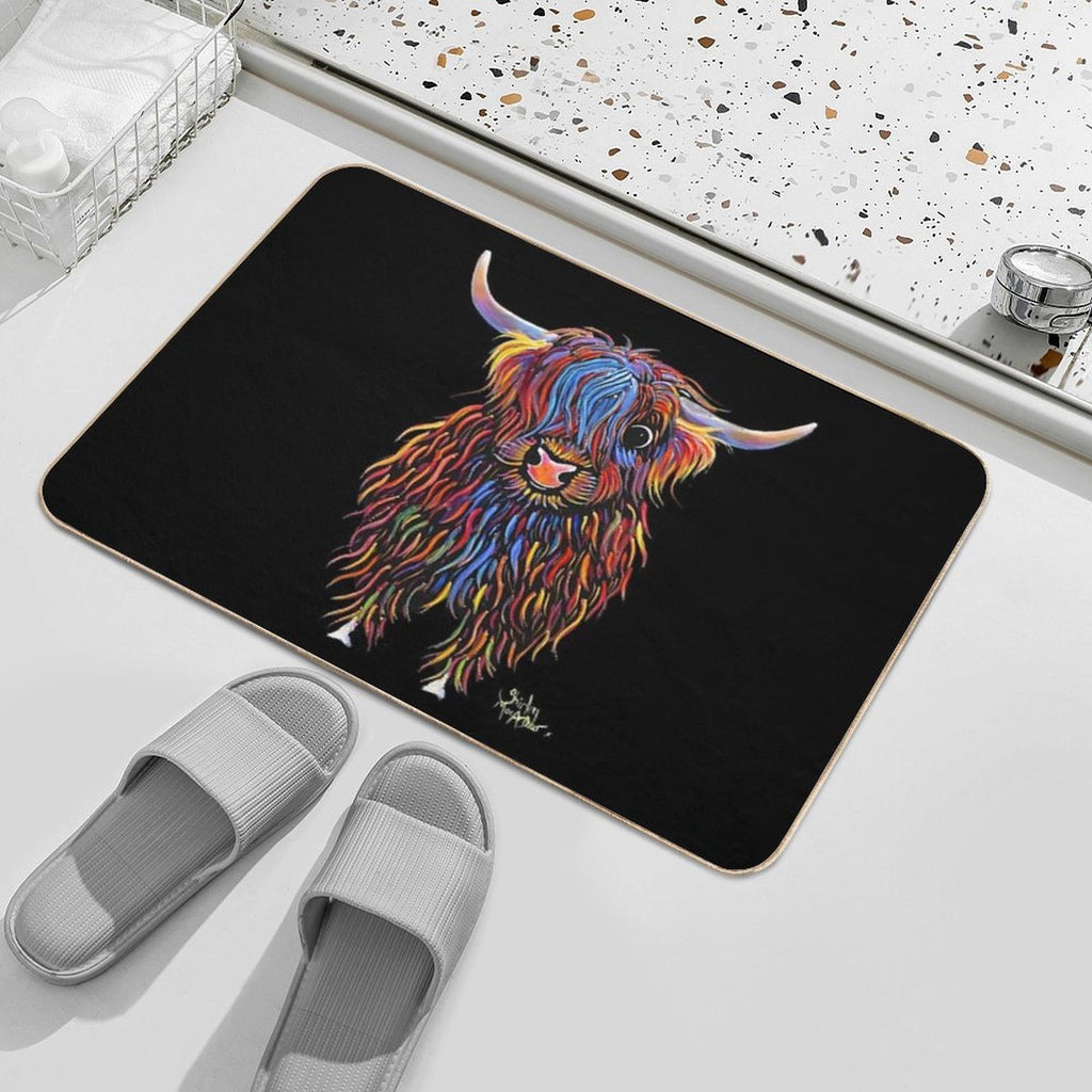 HiGHLaND CoW PRiNT SCoTTiSH ' BiG B ' BY SHiRLeY MacARTHuR  Easy To Clean Bath Mat