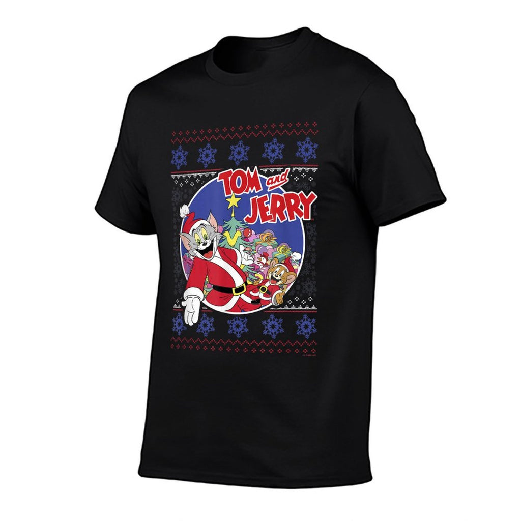 Tom And Jerry Classic Christmas Ugly Sweater  Rolled Sleeves T-Shirt