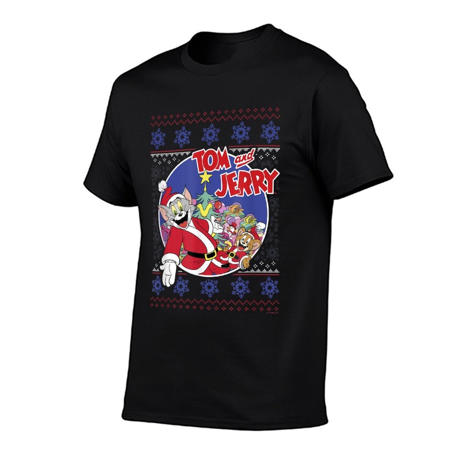 Tom And Jerry Classic Christmas Ugly Sweater  Rolled Sleeves T-Shirt