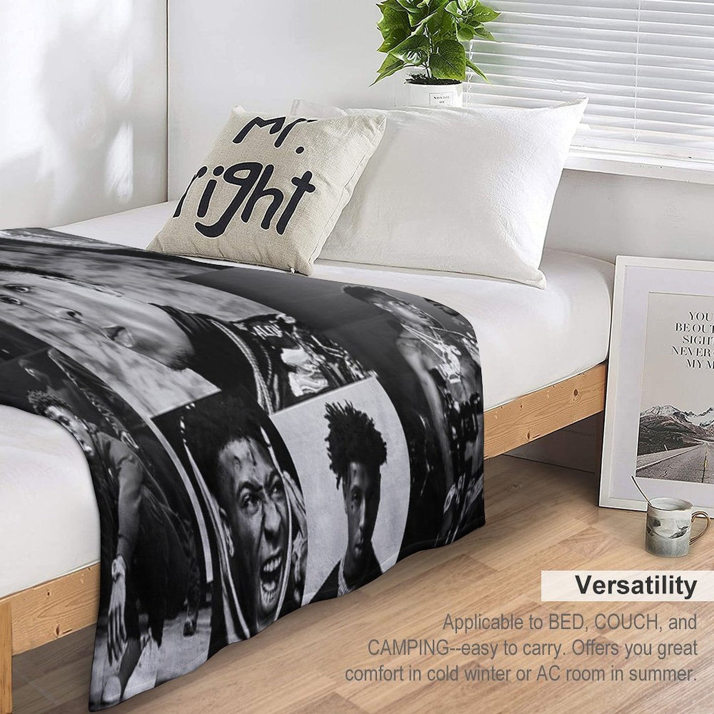 Youngboy  B&W Never Broke Again Collage Wrinkle-free Throw Blanket