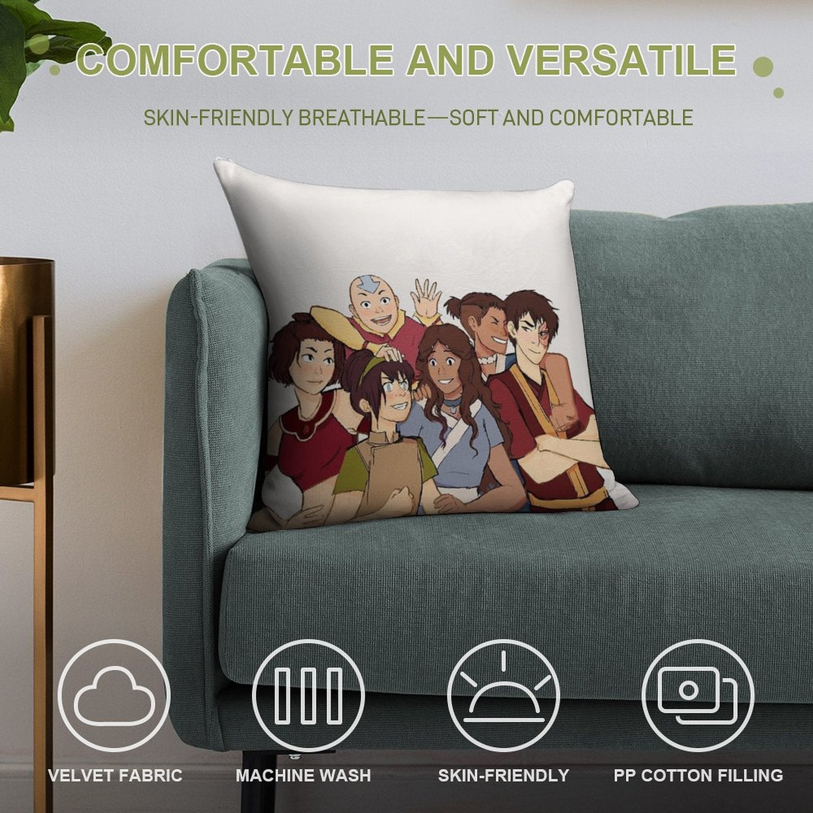 ATLA The Gaang Soft Luxury Feel Throw Pillow