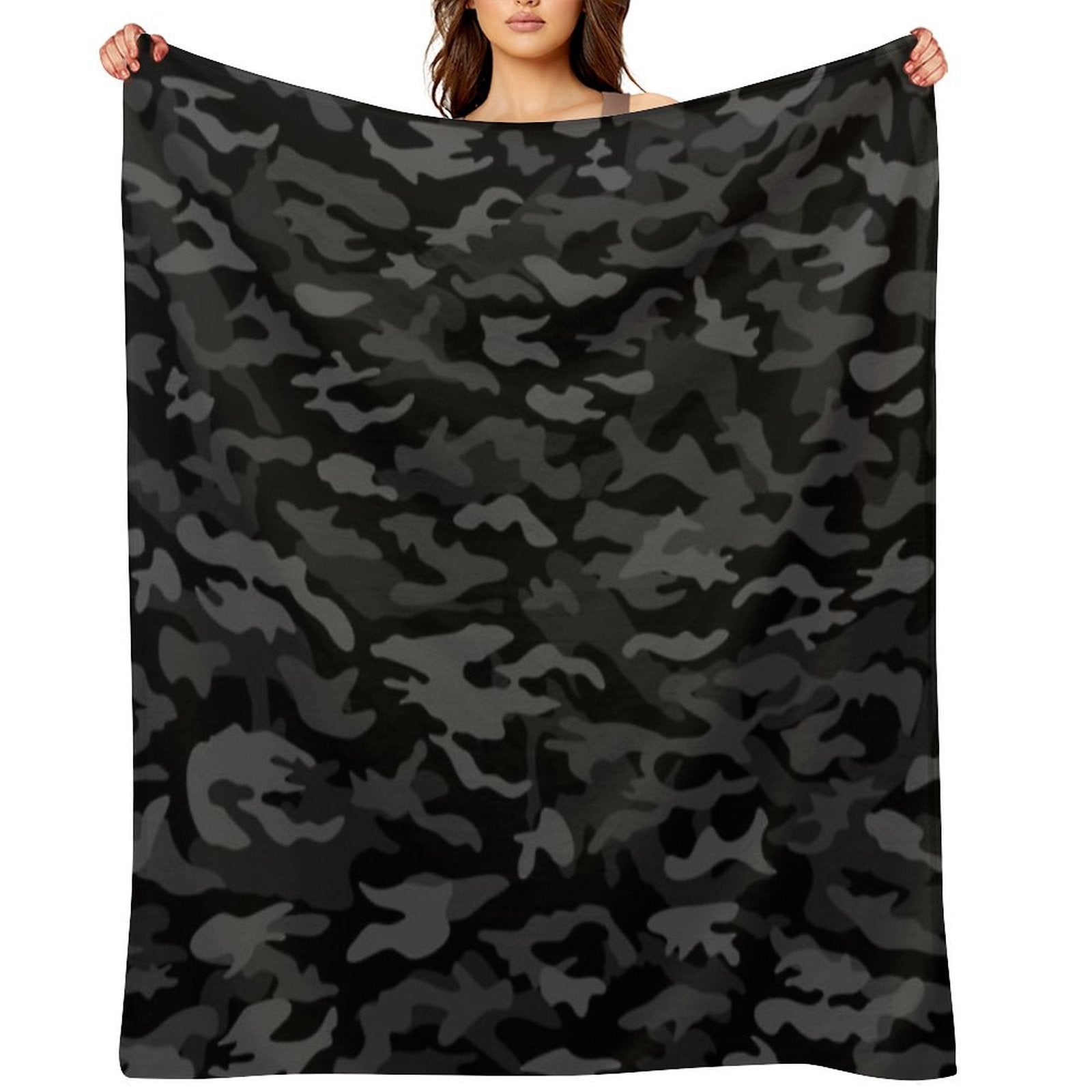 NEW AGE BLACK CAMOUFLAGE DESIGN Wrinkle-free Throw Blanket