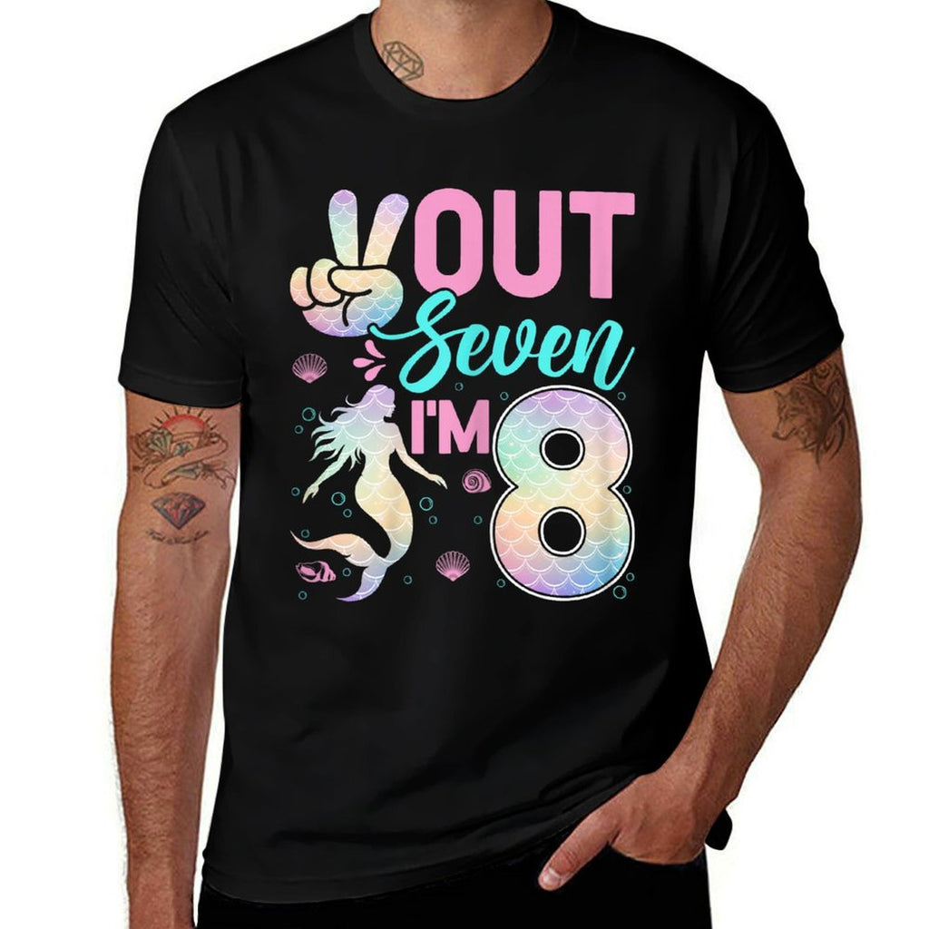 Peace Out Seven I'm 8 Mermaid 8th Birthday 8 Years Old Girls Comfortable T-Shirt