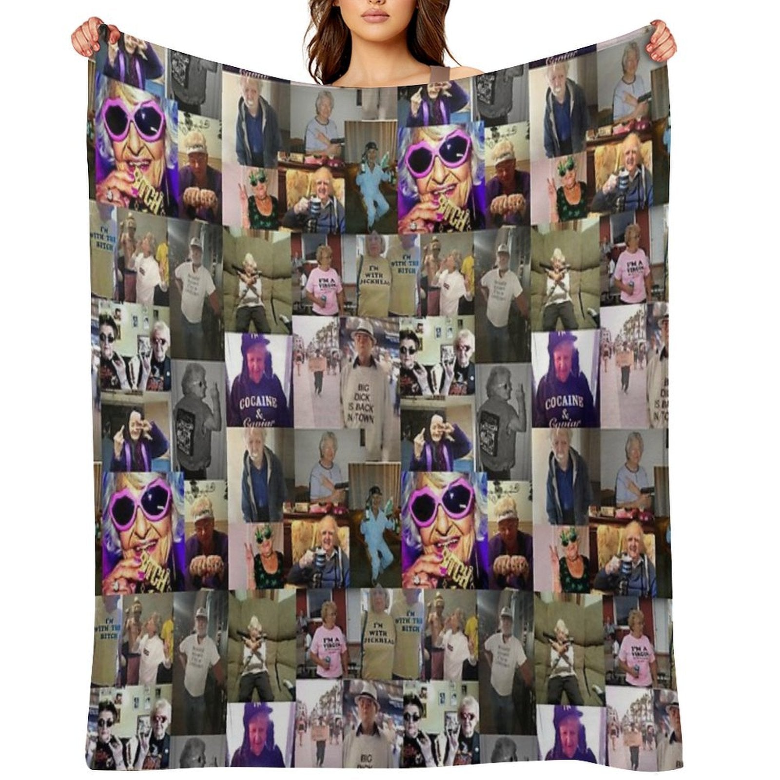 Funny Grandparents Aesthetic Collage Lightweight Throw Blanket