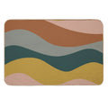 Retro Waves Minimalist Pattern Rust, Blush Pink, Gray, Navy Blue, And Mustard Gold  Dirt-Trapping Bath Mat