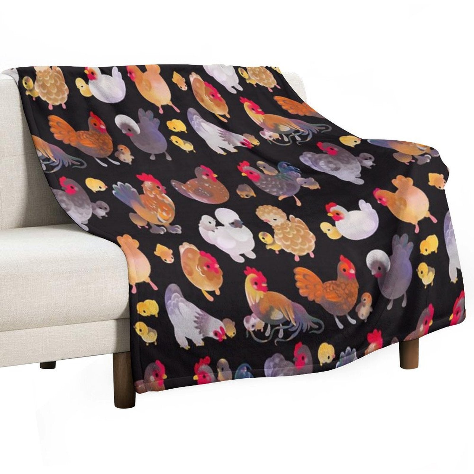 Chicken And Chick - Dark Gift-ready Throw Blanket