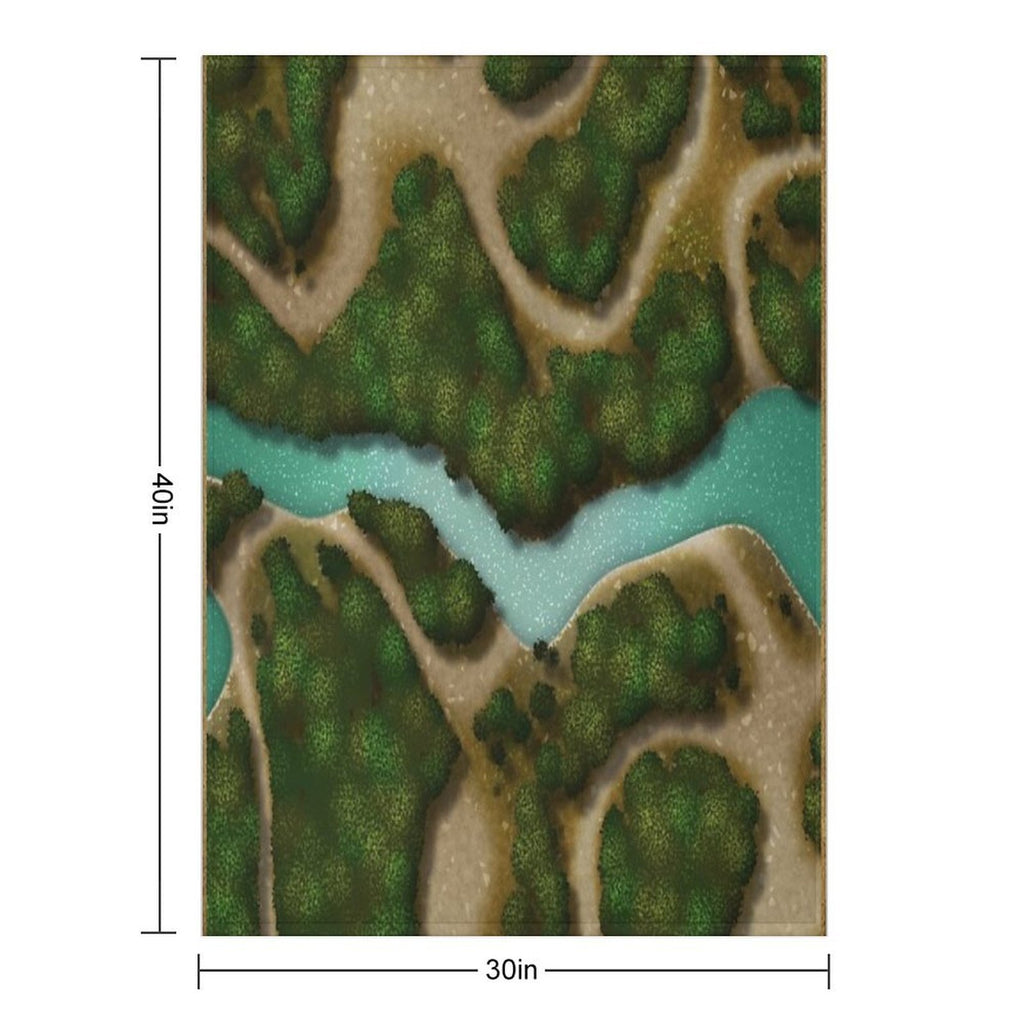 Forest Trails And Stream 002 Battle Map for Table Top RPG Miniatures Gift-ready Throw Blanket