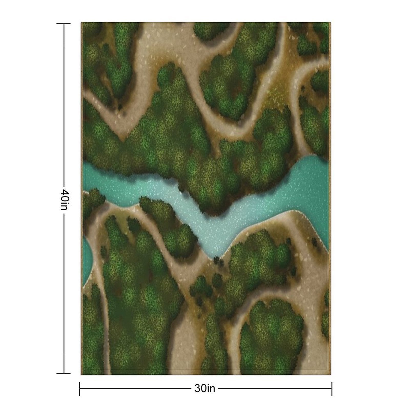 Forest Trails And Stream 002 Battle Map for Table Top RPG Miniatures Gift-ready Throw Blanket