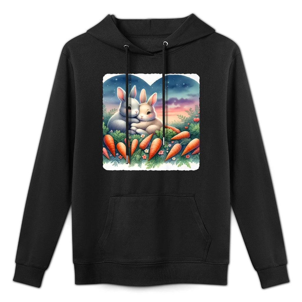 Rabbits Snuggle Among Heart-Carrots, Dusk Premium Adjustable Hood Hoodie