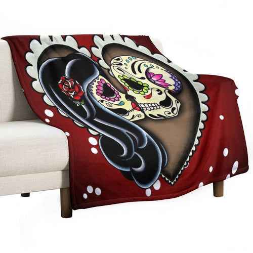 Ashes - Day of The Dead Couple - Sugar Skull Lovers Quick-dry Throw Blanket