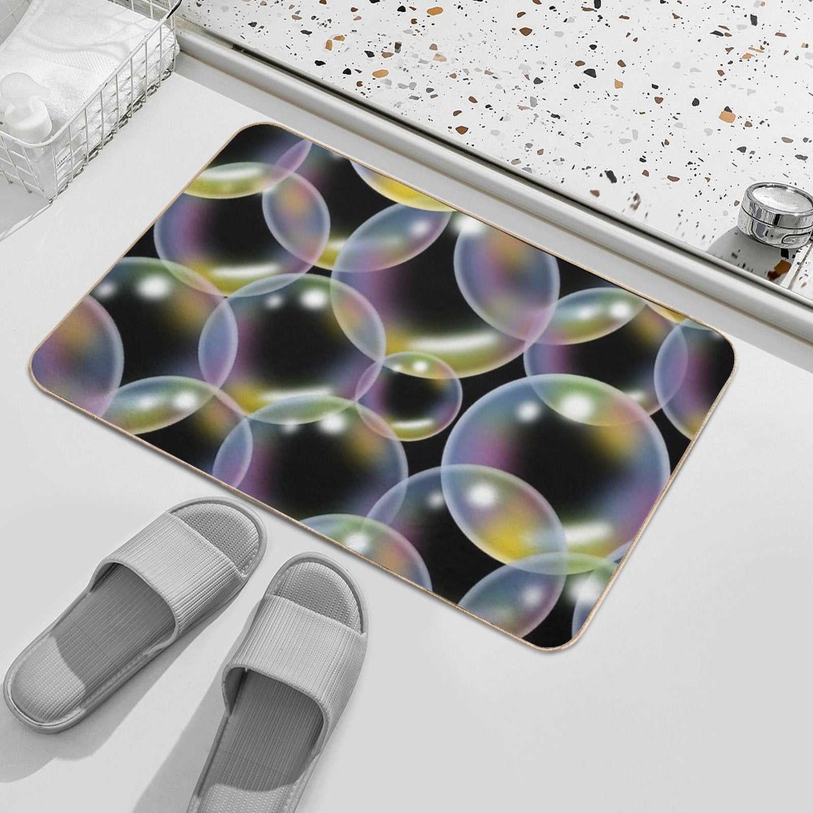 Overlapping Bubbles Pattern (Large)  Odorless Bath Mat
