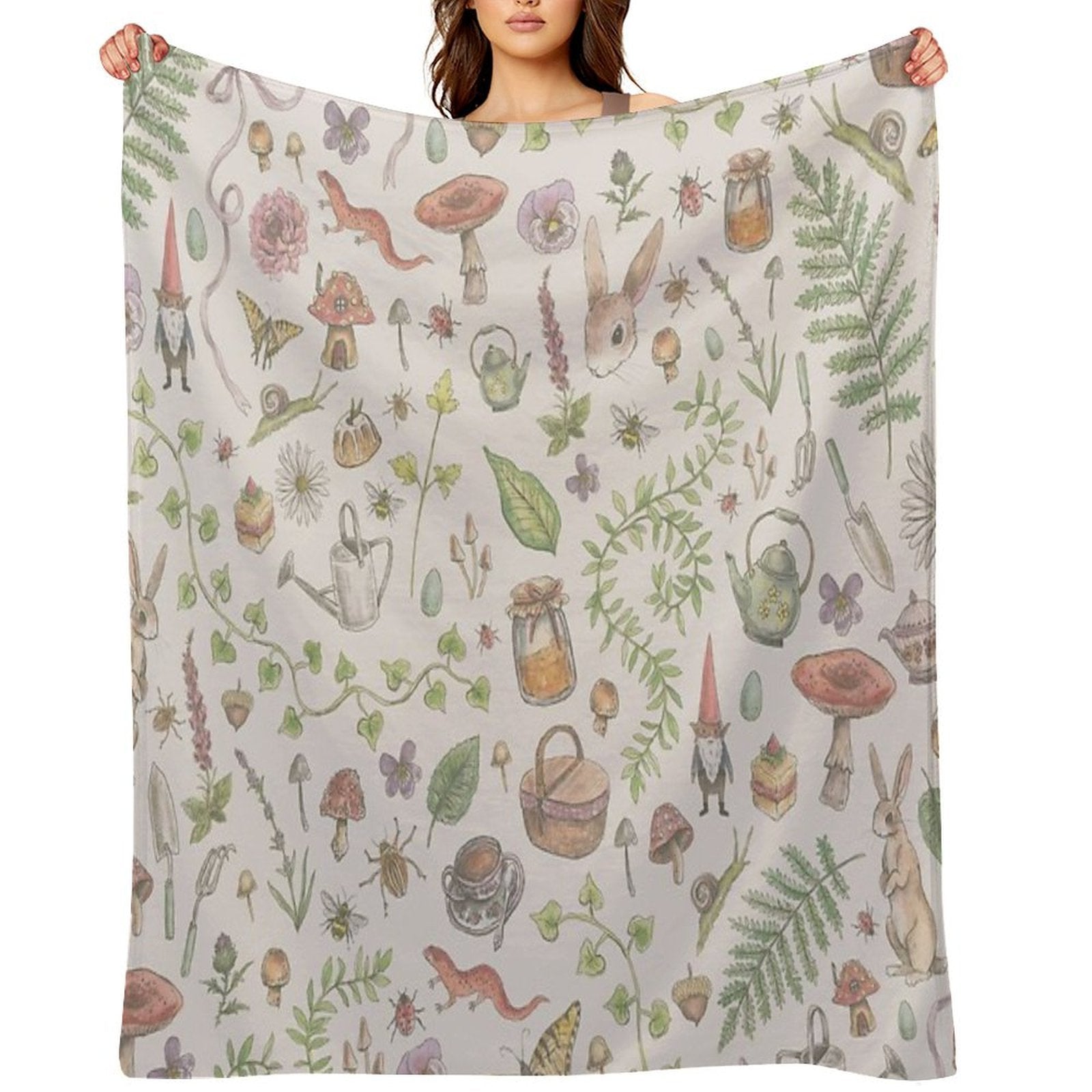 Cottagecore - Faded Pink Easy Care Throw Blanket