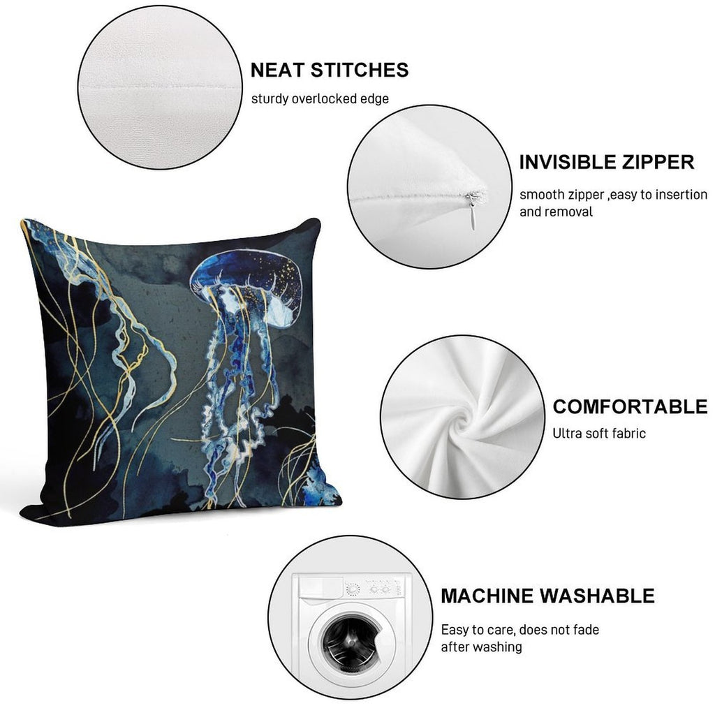 Metallic Ocean III Soft Multiple Sizes Throw Pillow