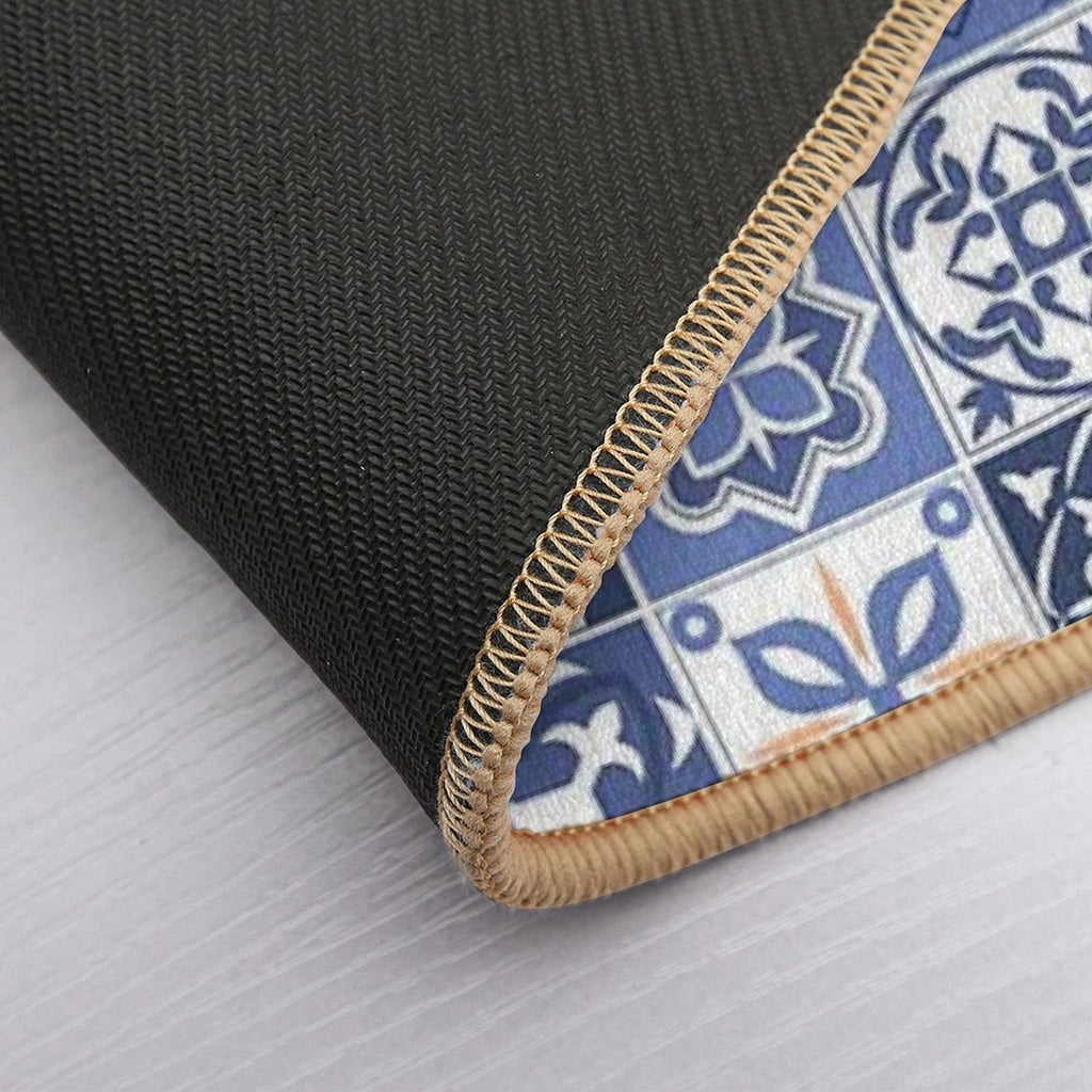 Blue Portuguese Tile  Non-Slip Bath Mat