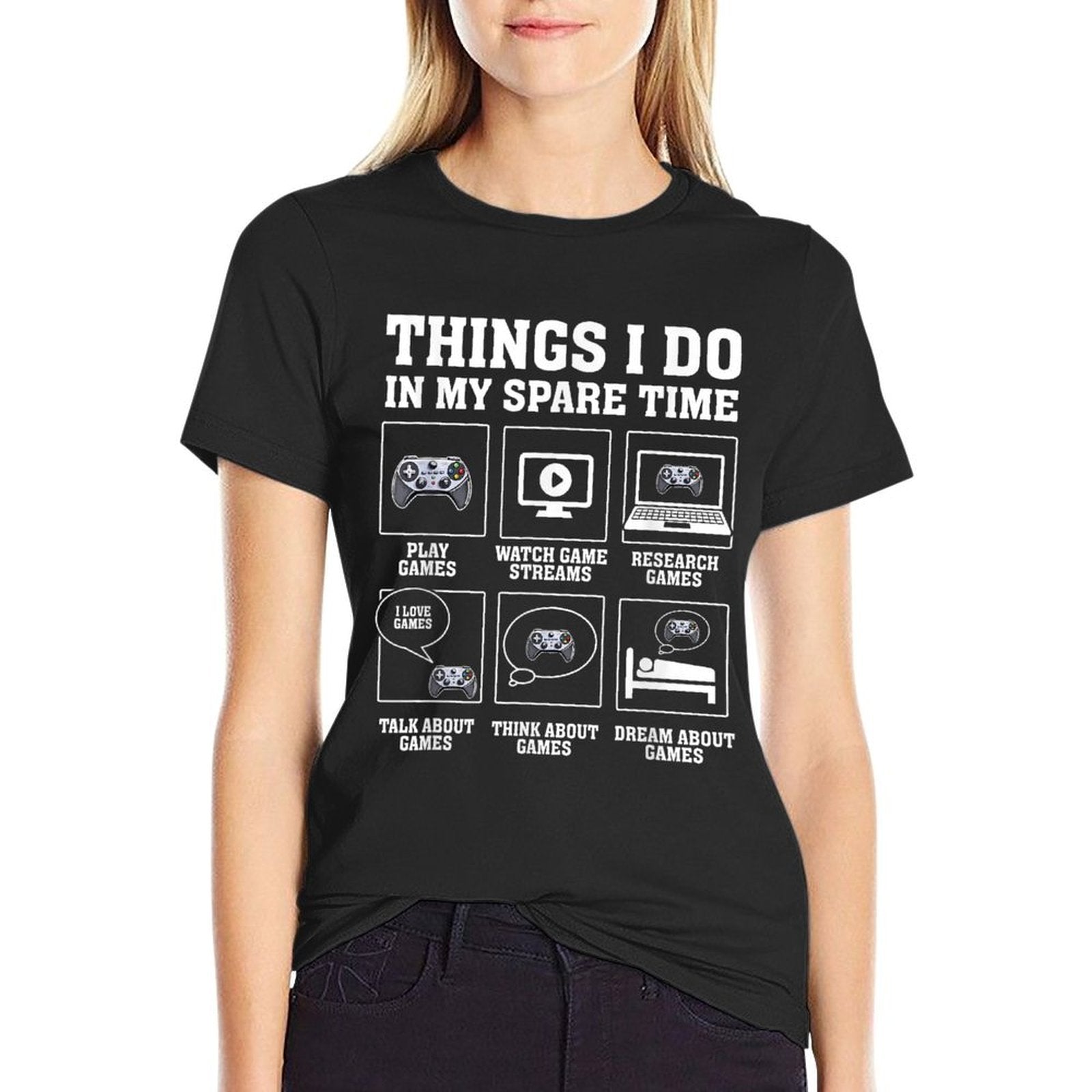 Funny Gamer Things I Do In My Spare Time Gaming  Graphic-printed T-Shirt