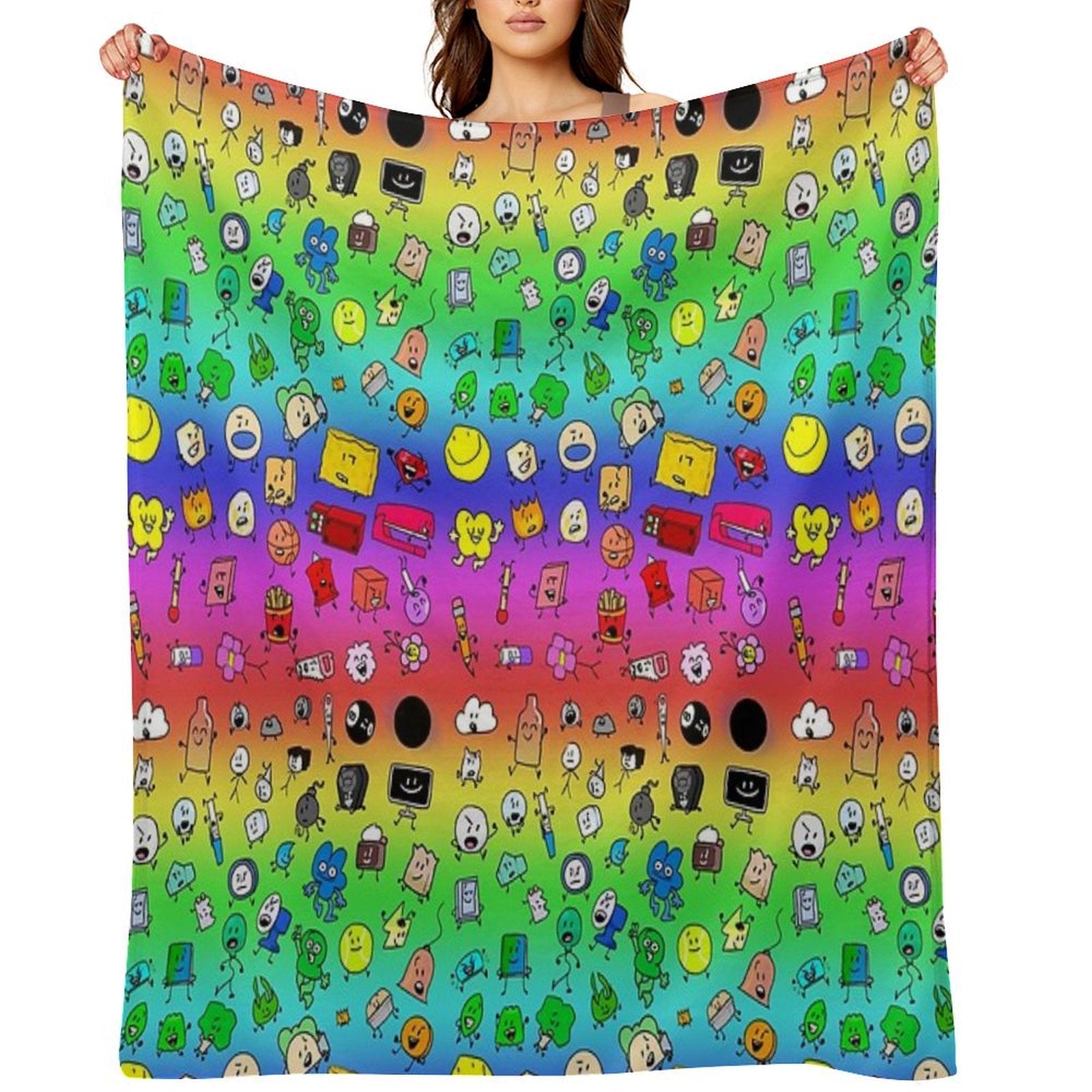 BFDI All Characters (Rainbow) Compact Throw Blanket