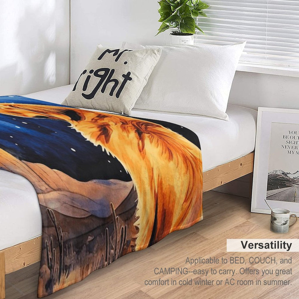 Golden Retriever In The Desert At Night Quick-dry Throw Blanket